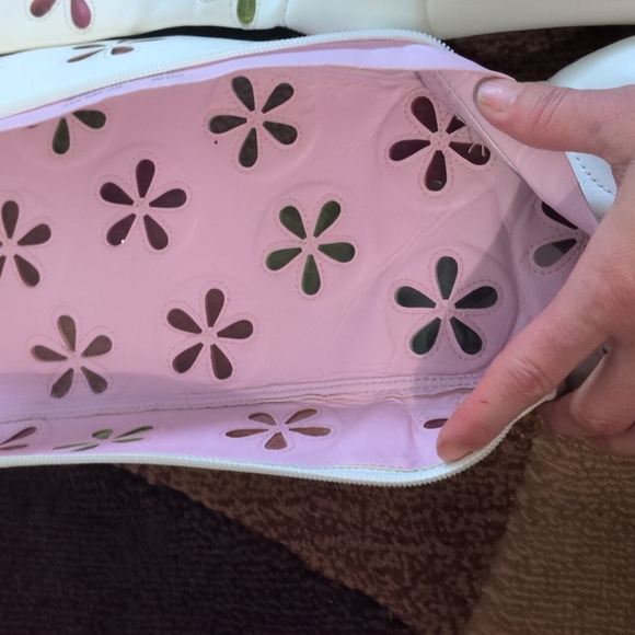 White and Pink Platform Shoes with Floral Design - Picture 4 of 8